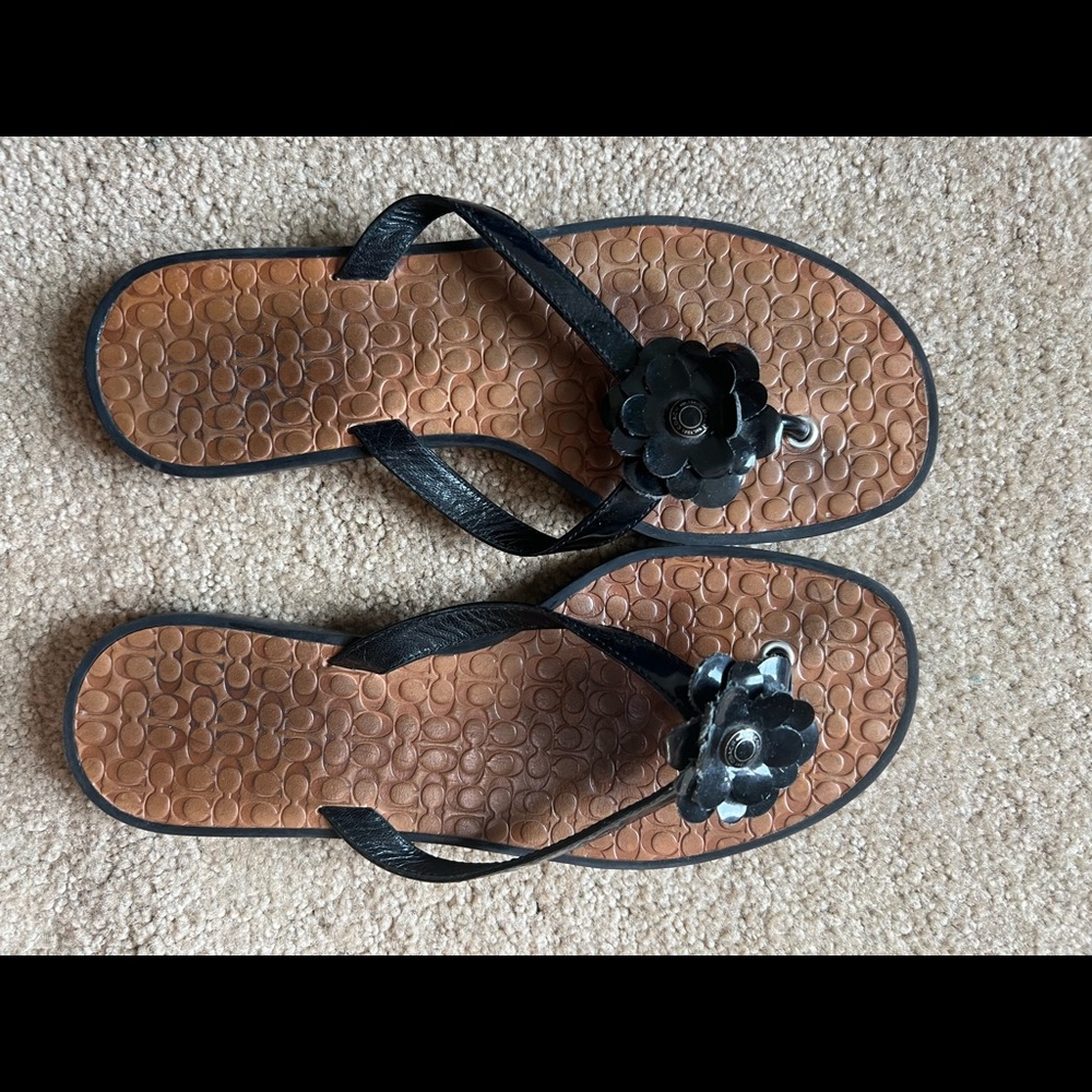 Coach flower flip flops